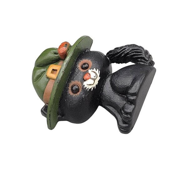 Hallmark Cards Halloween Black Kitty Cat Brooch Pin Plastic Signed Vintage - Picture 2 of 8